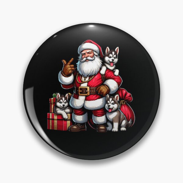 Item preview, American Santa Claus Holding Huskey Present Xmas designed and sold by Artistoos.