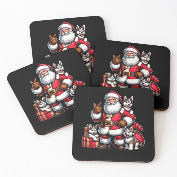 Item preview, American Santa Claus Holding Huskey Present Xmas designed and sold by Artistoos.