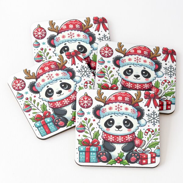 Item preview, Festive Panda in Christmas Hat and Gifts designed and sold by lubushop1.
