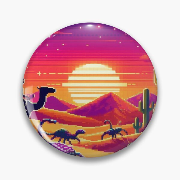 Item preview, Pixel Desert with Glowing Cacti and Robotic Camels designed and sold by Imaginarium of Chaos falcon88 .
