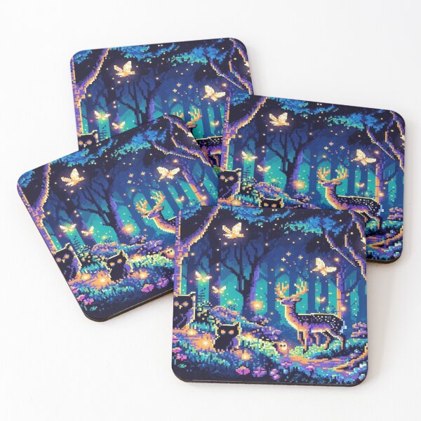Item preview, Pixel Forest with Pixel-Deer and Glitching Owls designed and sold by Imaginarium of Chaos falcon88 .