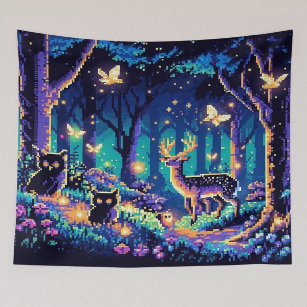 Item preview, Pixel Forest with Pixel-Deer and Glitching Owls designed and sold by Imaginarium of Chaos falcon88 .