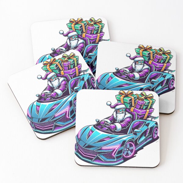 Item preview, Santa Driving Neon Supercar with Christmas Gifts designed and sold by AIARTIST1.