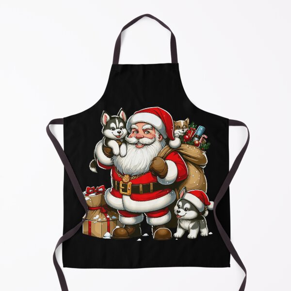 Item preview, American Santa Claus Holding Huskey Present Xmas designed and sold by Artistoos.