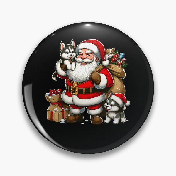 Item preview, American Santa Claus Holding Huskey Present Xmas designed and sold by Artistoos.