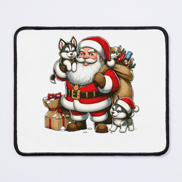 Item preview, American Santa Claus Holding Huskey Present Xmas designed and sold by Artistoos.