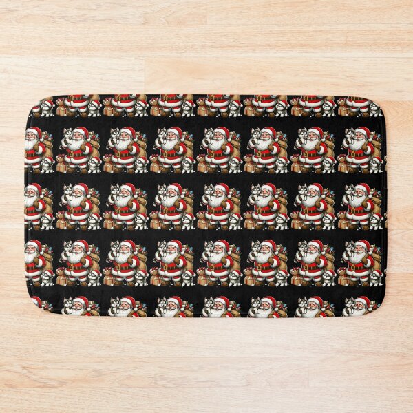 Item preview, American Santa Claus Holding Huskey Present Xmas designed and sold by Artistoos.