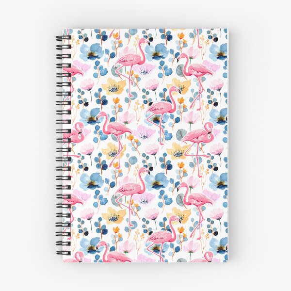 Item preview, Flamingo Blue pink floral and Cosmos flower watercolor pattern FLAFLO designed and sold by BeebooDesign.
