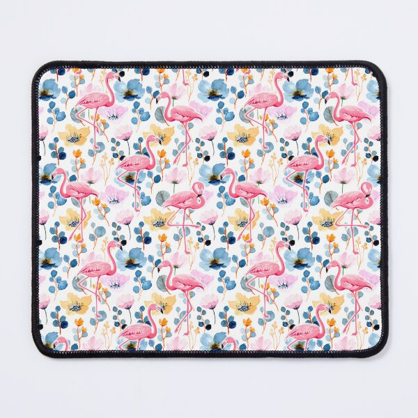 Item preview, Flamingo Blue pink floral and Cosmos flower watercolor pattern FLAFLO designed and sold by BeebooDesign.