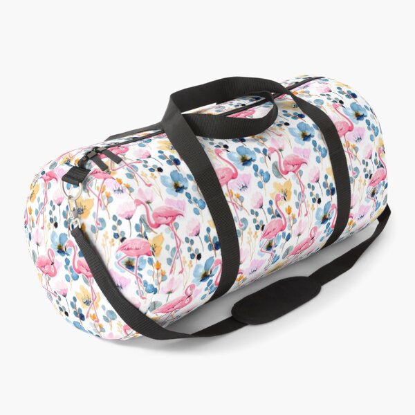 Item preview, Flamingo Blue pink floral and Cosmos flower watercolor pattern FLAFLO designed and sold by BeebooDesign.