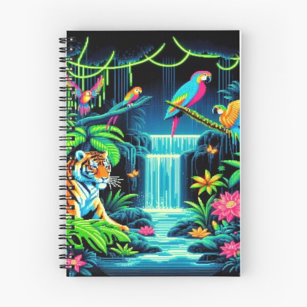 Item preview, Pixelated Jungle Safari with Neon Rainforest Creatures designed and sold by Imaginarium of Chaos falcon88 .