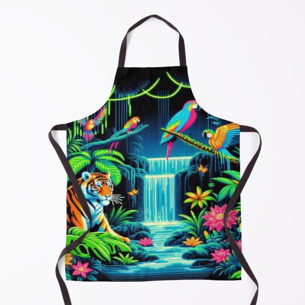 Item preview, Pixelated Jungle Safari with Neon Rainforest Creatures designed and sold by Imaginarium of Chaos falcon88 .