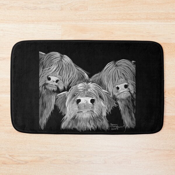 Item preview, Scottish Hairy Highland Cow ' THe BouNCeRS B&W ' by Shirley MacArthur designed and sold by Shirley MacArthur Art.