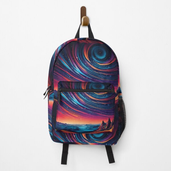Item preview, A star-filled sky with swirling pattern design over a range of colorful mountains. designed and sold by HEMRO.