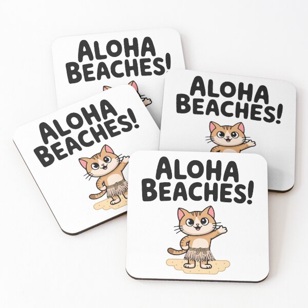 Item preview, Aloha Beaches! Cute Hawaiian Cat Pun designed and sold by PMCreative.