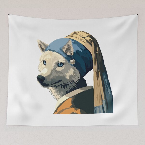 Item preview, Wolf Woman as Johannes Vermeer's Girl With Pearl Earring designed and sold by KlakkDrawsStuff.