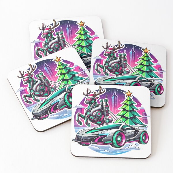 Item preview, Cyberpunk Reindeer and Sports Car Holiday Mashup designed and sold by lubushop1.