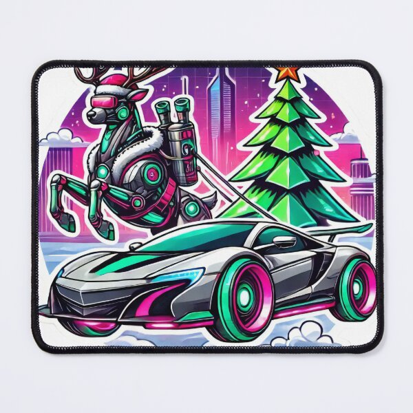Item preview, Cyberpunk Reindeer and Sports Car Holiday Mashup designed and sold by lubushop1.