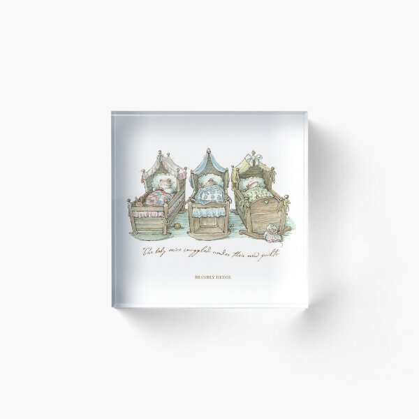 The Brambly Hedge baby mice snuggle in their cots Acrylic Block