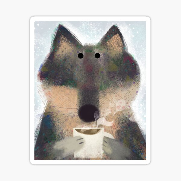 Wolf Drinking Coffee Stickers for Sale | Redbubble