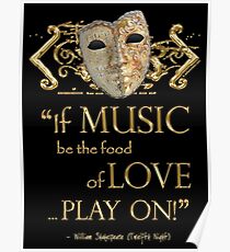 Shakespeare Twelfth Night Love Music Quote Poster