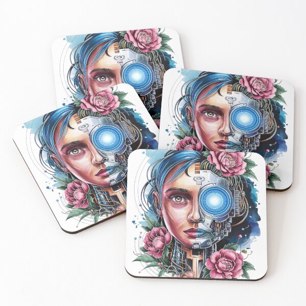 Item preview, Cybernetic Woman with Floral Fusion Art designed and sold by ZetaDream.