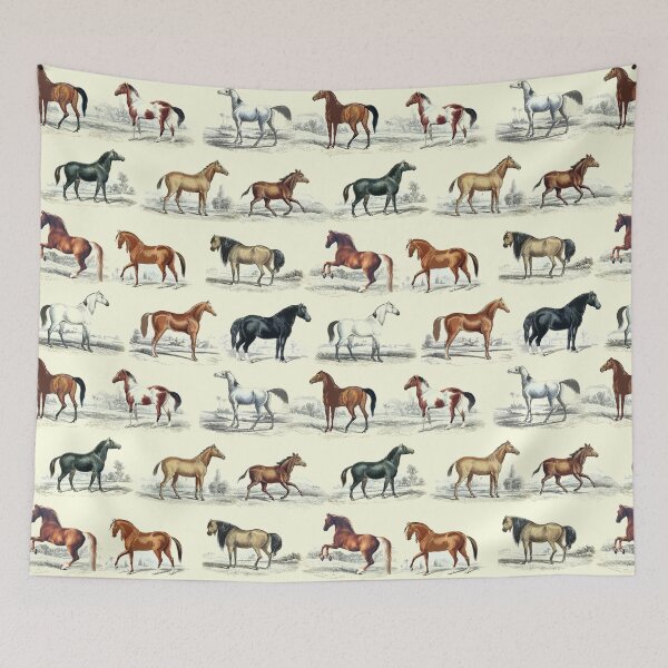 Item preview, Elegant Vintage Horse Breeds Toile Pattern on Beige designed and sold by tanjica.