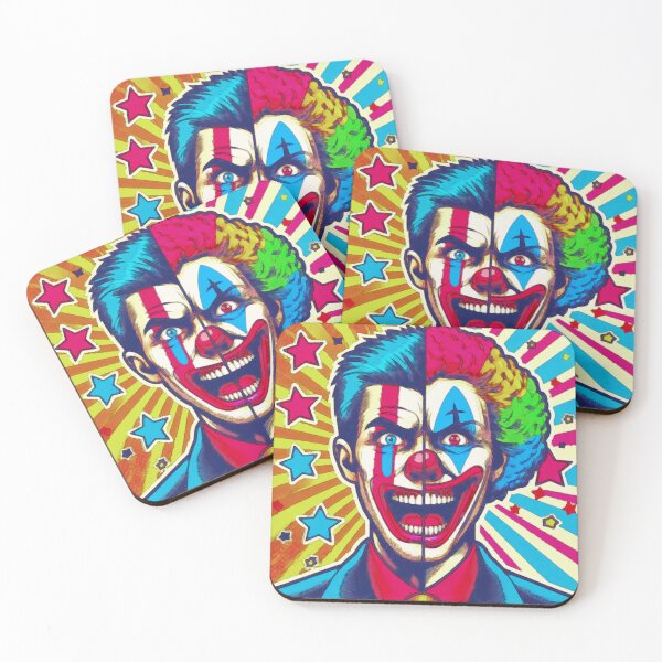 Item preview, Crazy Clown Laughing, Half Normal and Half Rainbow Hair, Colorful Background and Stars designed and sold by AstronautMerch.
