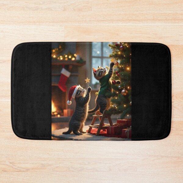 Item preview, Holiday Mischief: Cats Decorating the Tree designed and sold by ArtCreator2023.