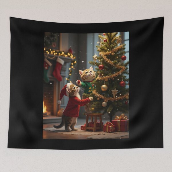 Item preview, Christmas Kittens Spreading Festive Cheer designed and sold by ArtCreator2023.