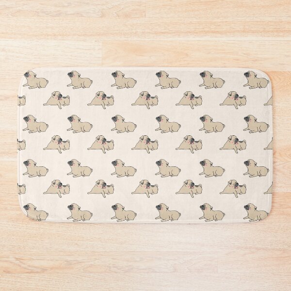 Item preview, Cute Kawaii Pugs Chilling on a Pale Orange Background designed and sold by ChaosDesigns876.
