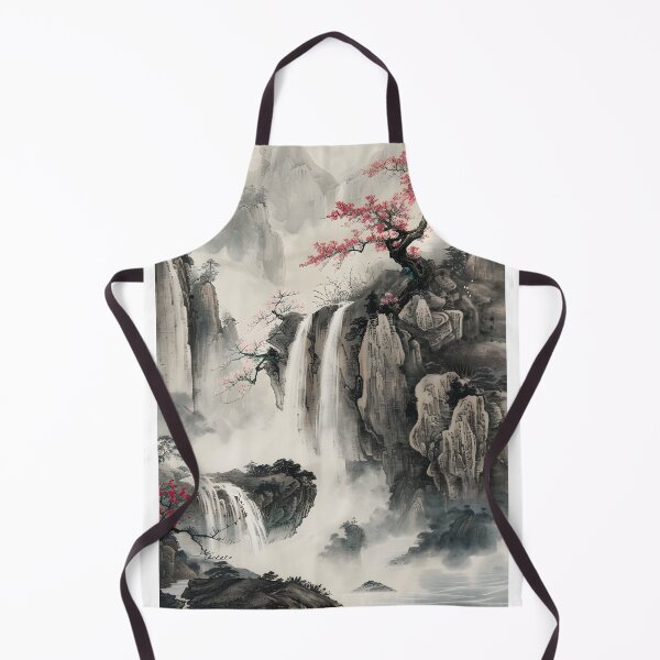 Item preview, Serene mountain waterfall with blooming cherry blossoms designed and sold by Artessie.