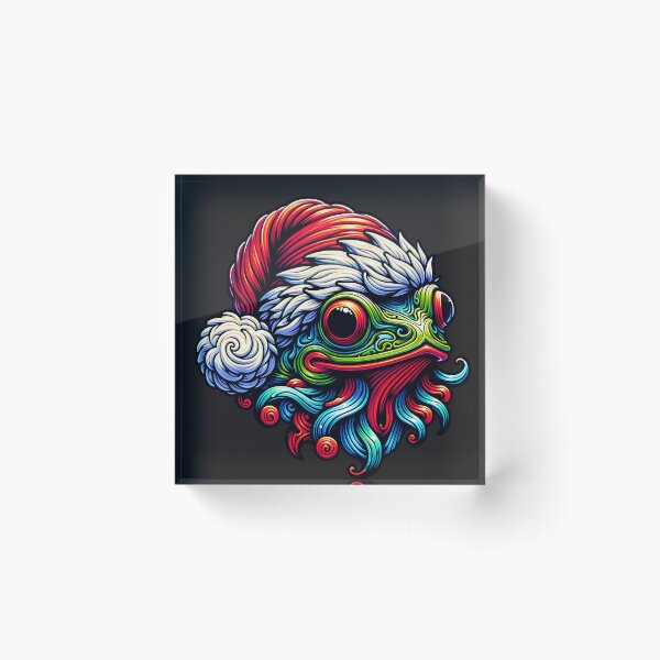 Item preview, Colorful Frog in Santa Hat designed and sold by AwesomeBeyondLimits.
