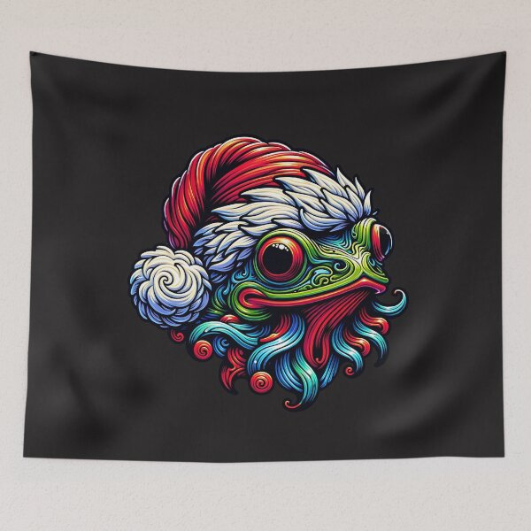 Item preview, Colorful Frog in Santa Hat designed and sold by AwesomeBeyondLimits.