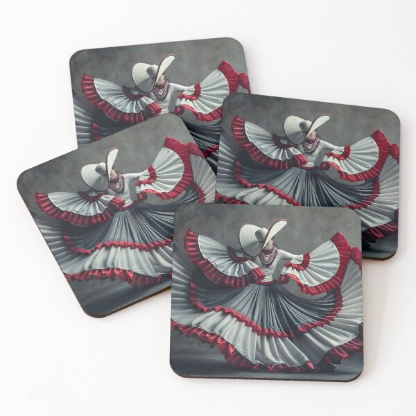 Item preview, Elegant dancer in flowing red and white dress twirls designed and sold by Artessie.
