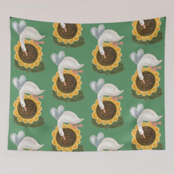 Item preview, Duck fairy, Duck in sunflower, sunflower flower, yellow flowers, animals and flowers, designed and sold by Dormitria.