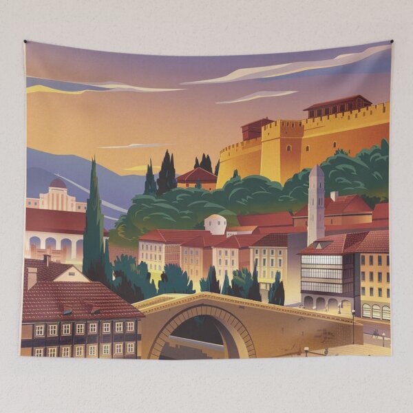 Item preview, Skopje Vintage Travel Poster designed and sold by TravelerRat.