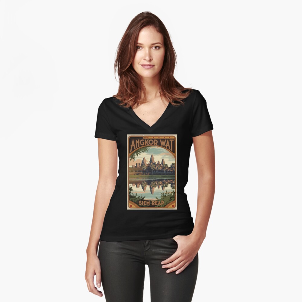 Item preview, Fitted V-Neck T-Shirt designed and sold by TravelWish.