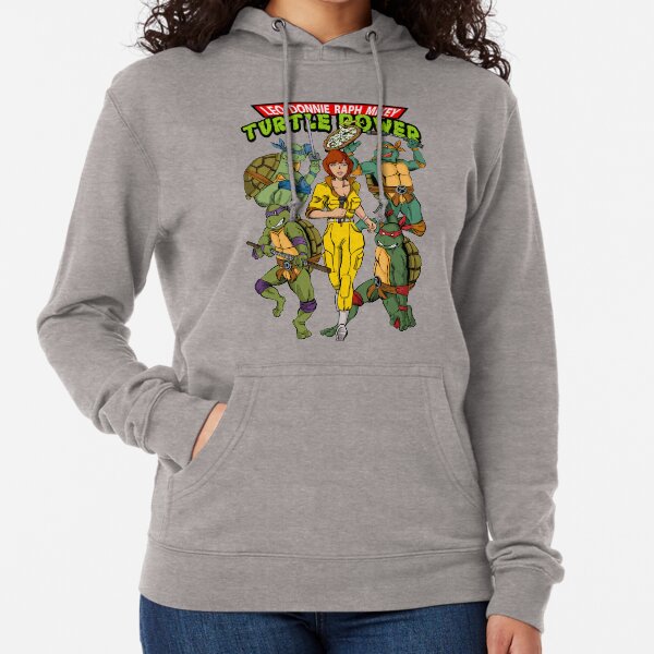 Classic Leo, Donnie, Raph, Mikey, and April O'Neil - Turtle Power! Lightweight Hoodie