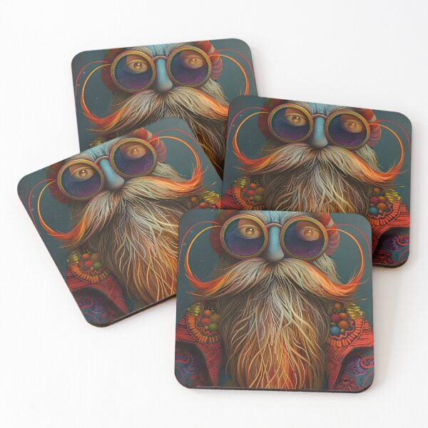Item preview, Colorful bearded character in a vibrant detailed style designed and sold by Artessie.
