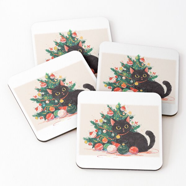 Item preview, Cute Black Kitten looking Guilty - Christmas  designed and sold by NaturePrints.