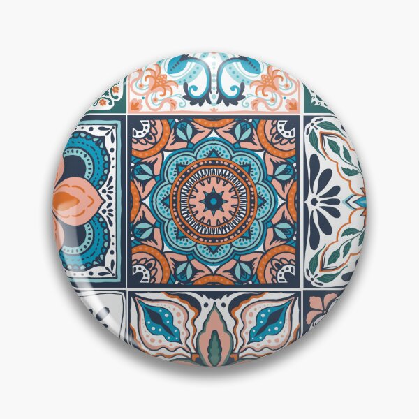 Item preview, Wallpaper Backsplashes/Talavera inspired tiles/ salmon and blue designed and sold by Katerina Mitkova Kirilova.
