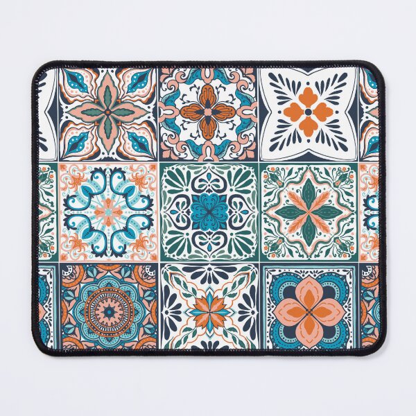 Item preview, Wallpaper Backsplashes/Talavera inspired tiles/ salmon and blue designed and sold by Katerina Mitkova Kirilova.