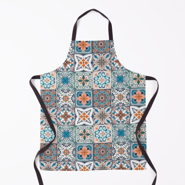 Item preview, Wallpaper Backsplashes/Talavera inspired tiles/ salmon and blue designed and sold by Katerina Mitkova Kirilova.