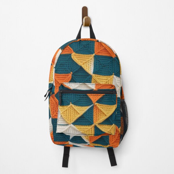 Item preview, abstract crochet pattern blue orange yellow pattern designed and sold by ruiztiger70.
