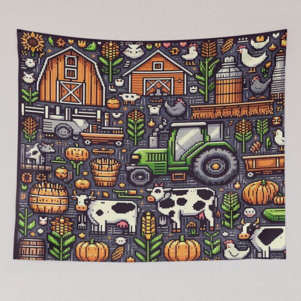 Item preview, Rustic Farm Pixel Doodle designed and sold by Imaginarium of Chaos falcon88 .