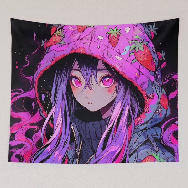 Item preview, Cute Surreal Strawberry Jacket Anime Girl designed and sold by bubblegoth.