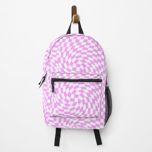 Item preview, Pastel pink and white warped checkered pattern designed and sold by Lily Rose Doodle.