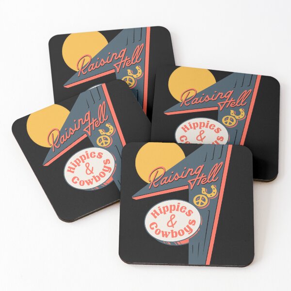 Item preview, Hippies and Cowboys | Bar / Hotel Sign | Raising Hell with the Hippies and the Cowboys | Black designed and sold by Any Color Designs.