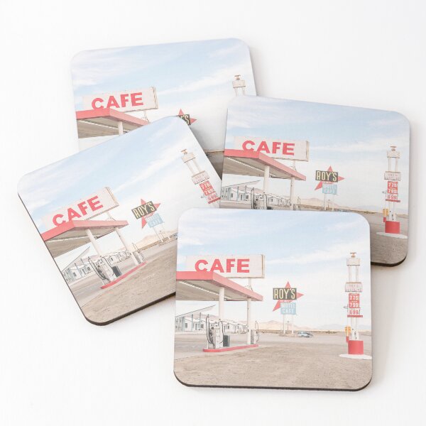 Item preview, Route 66, USA I Mythical historic Roy's Cafe and Motel gas station in a California desert landscape in an American retro vintage american countryside with summer light pastel red and blue aesthetic designed and sold by Julie Travel Photography.